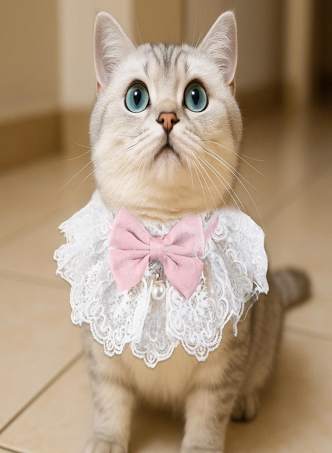 Aysatogc Cat Bow Collar, Breakaway Kitten Collar with Cute Bow Tie Girl Cat Collars Cats Princess Costumes Pink Outfit for Kitty and Some Puppies Birthday Party (Pink, M (7-11lbs)) - Image 5